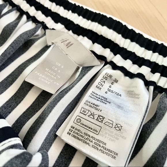 H&M Navy White Vertical Striped Button Up Skirt - Picture 4 of 9